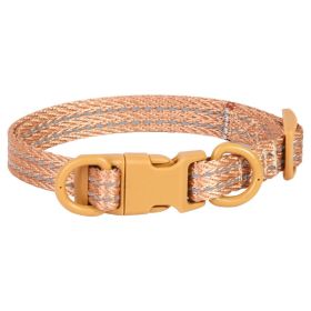 Double D Ring Release Buckle Webbing Dog Collar Reflective (Option: Khaki-M)