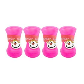 Cartoon Pet Boots Silicone Waterproof Non-slip Soft Bottom Summer Cat Supplies (Option: Pink-M)